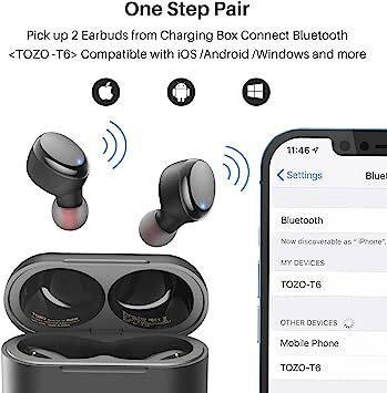 True Wireless Earbuds, Bluetooth Earphones Touch Control with Wireless  Charging Case, Waterproof Stereo Earbuds in-Ear, Built-in Mic Headsets,  Premium